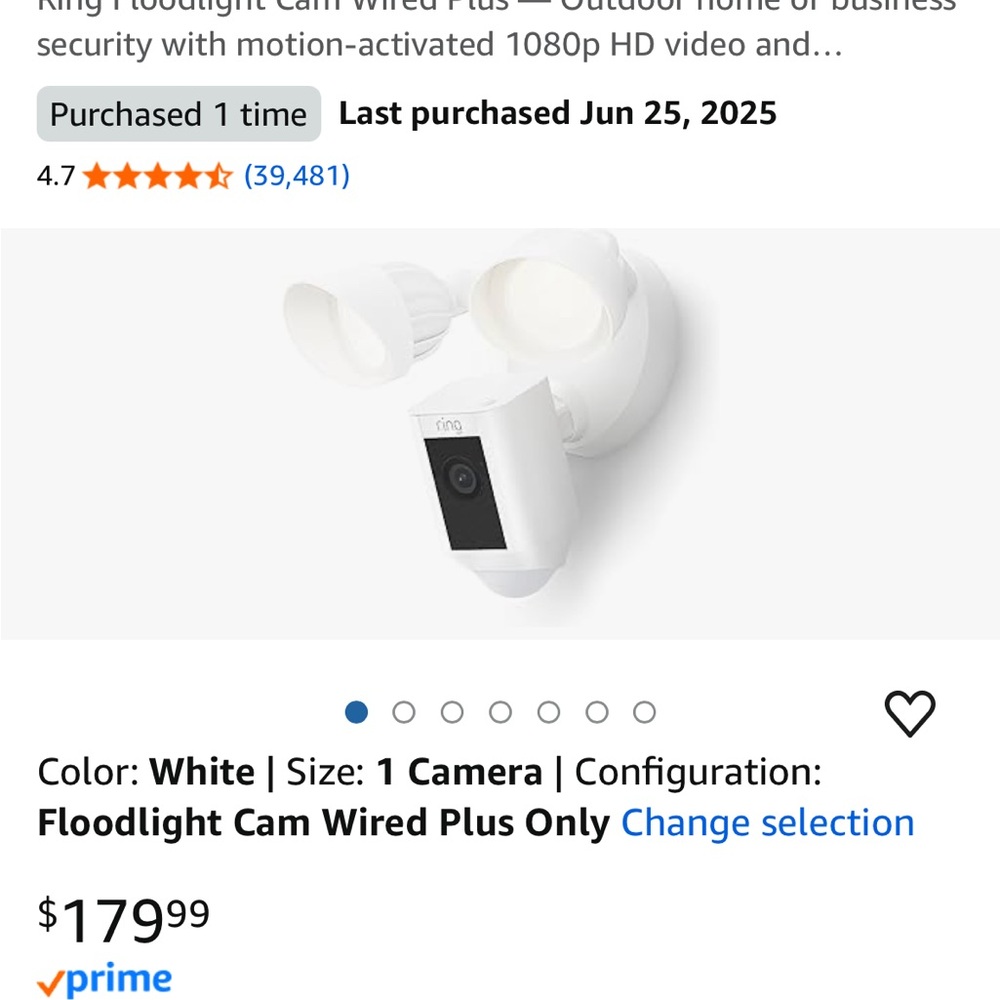 Ring Floodlight Cam Wired Plus in Bright White